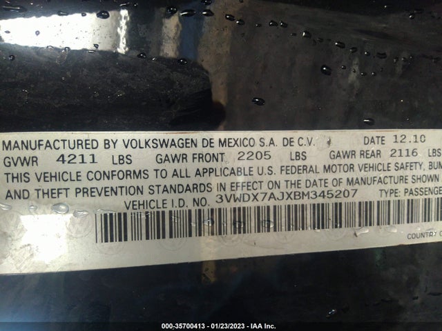3VWDX7AJXBM345207 Volkswagen Jetta Sedan Se W