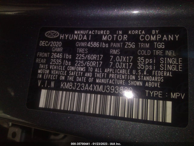 2021 Hyundai Tucson, VIN: KM8J23A4XMU393839