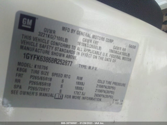 Cadillac Escalade 2008 1GYFK63868R252877 Image 10