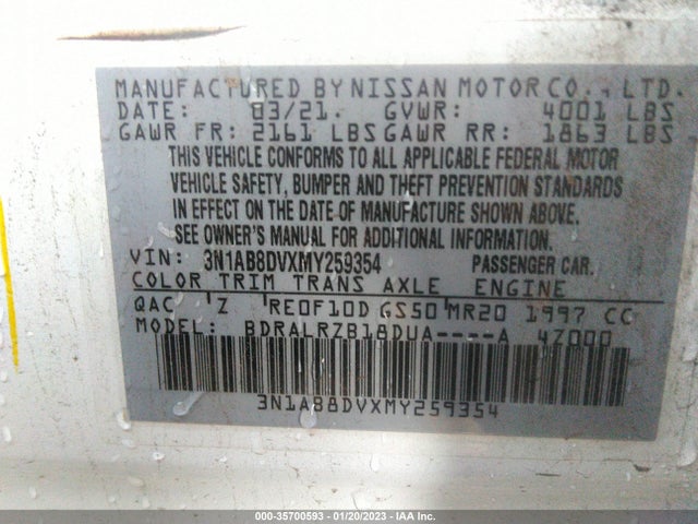 2021 Nissan Sentra, VIN: 3N1AB8DVXMY259354