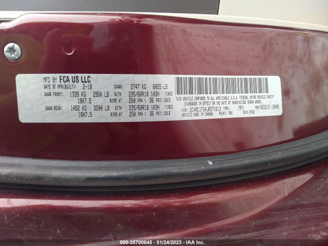 Chrysler Pacifica Touring Plus 2018 2C4RC1FG4JR271613 Image 9