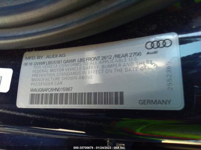 2017 Audi A6, VIN: WAUG8AFC6HN015967