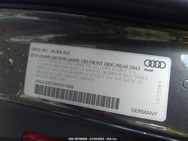 2019 Audi A7, VIN: WAUU2AF29KN091458
