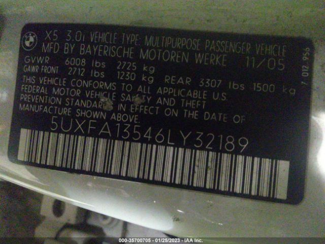 5UXFA13546LY32189 BMW X5 3.0I
