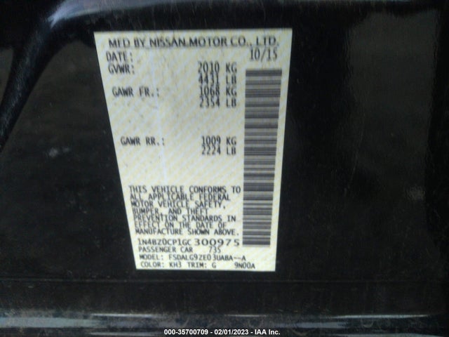 2016 Nissan Leaf, VIN: 1N4BZ0CP1GC300975