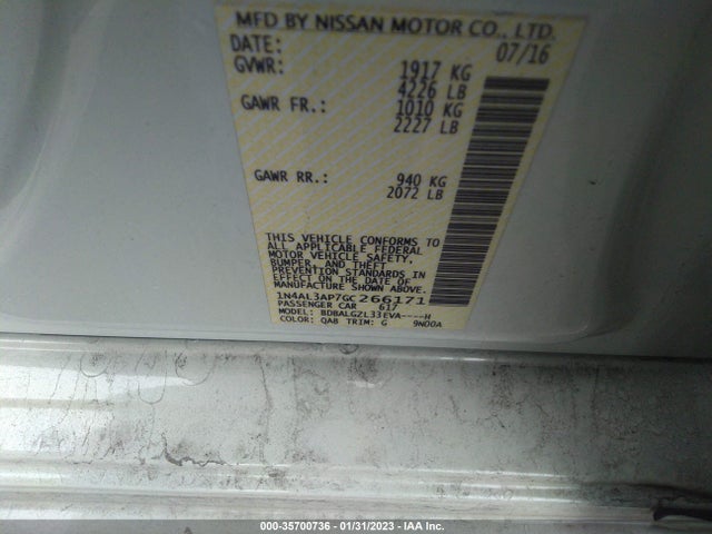 Nissan Altima 2.5 S 2016 1N4AL3AP7GC266171 Image 10