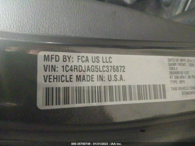 1C4RDJAG5LC376872 Dodge Durango Sxt Plus