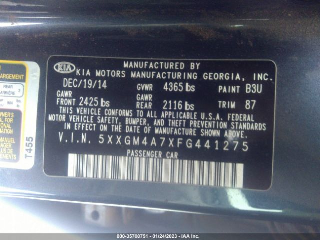 5XXGM4A7XFG441275 KIA Optima Lx