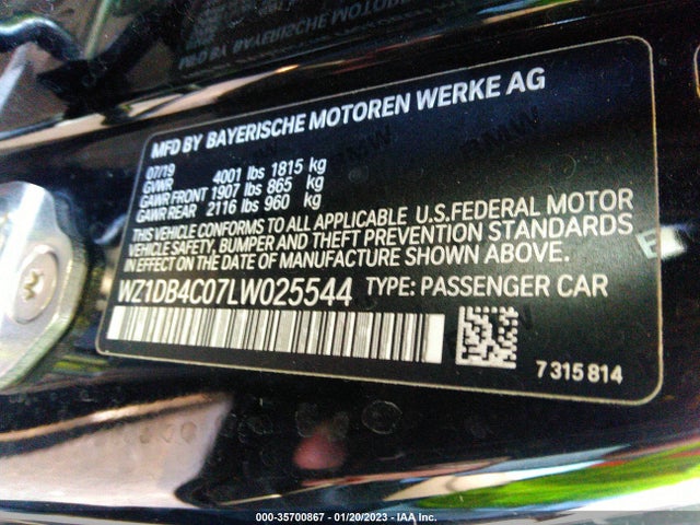 2020 Toyota Supra, VIN: WZ1DB4C07LW025544