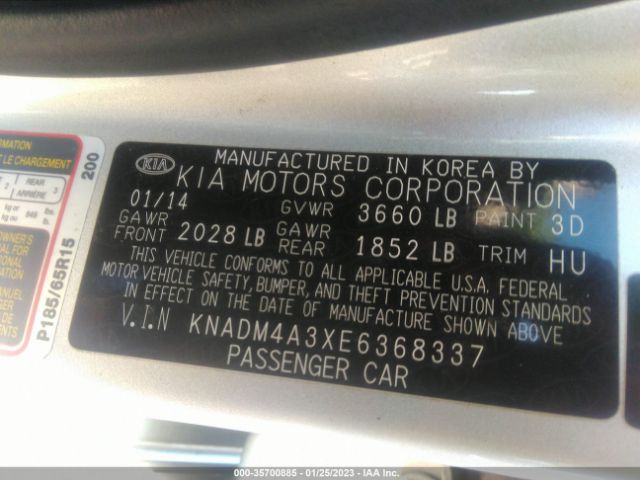 KNADM4A3XE6368337 KIA RIO LX