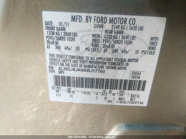 Lincoln MKX 2011 2LMDJ8JK6BBJ17760 Image 10
