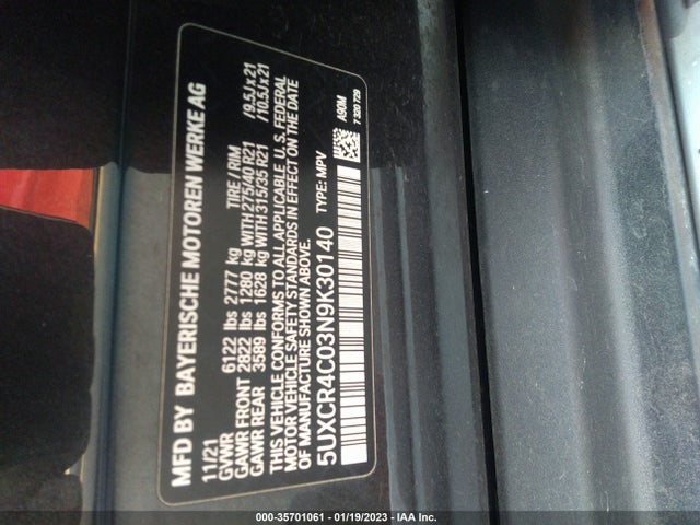 BMW X5 Sdrive40i 2022 5UXCR4C03N9K30140 Image 9