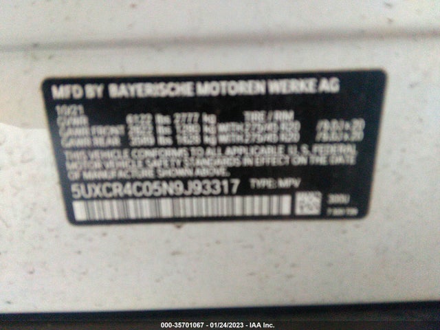 BMW X5 Sdrive40i 2022 5UXCR4C05N9J93317 Image 10