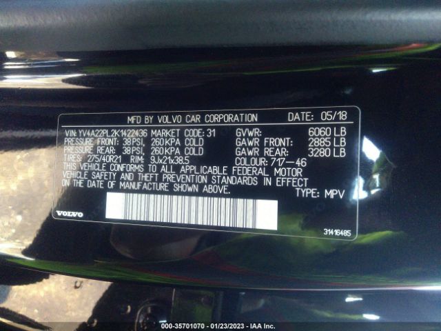YV4A22PL2K1422436 Volvo Xc90 Inscription
