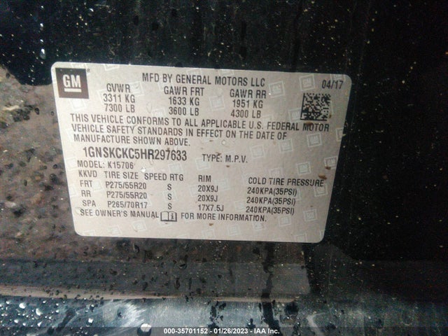 Chevrolet Tahoe Premier 2017 1GNSKCKC5HR297633 Image 14