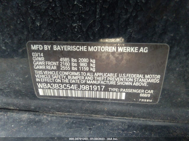 2014 BMW 3 SERIES 328I XDRIVE VIN: WBA3B3C54EJ981917
