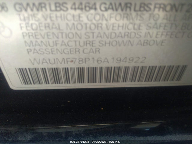 WAUMF78P16A194922 Audi A3 W/sport Pkg