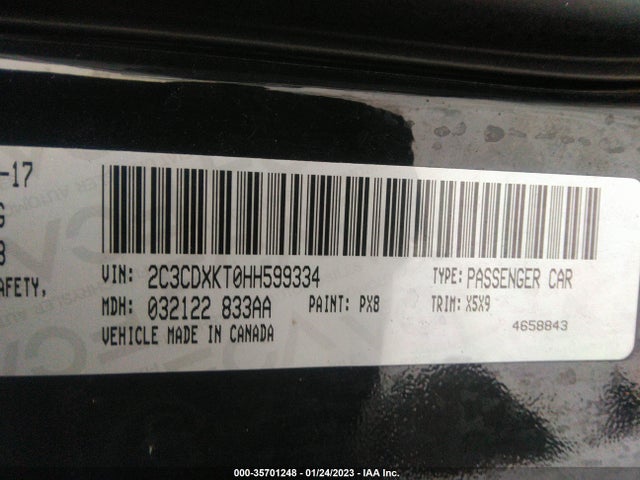 2017 Dodge Charger, VIN: 2C3CDXKT0HH599334