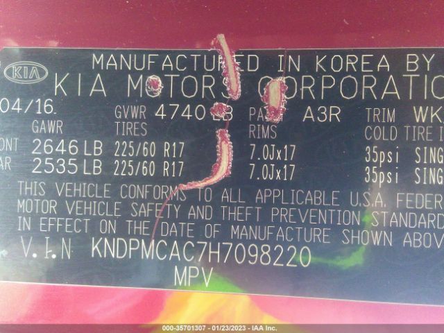KNDPMCAC7H7098220 KIA Sportage Lx