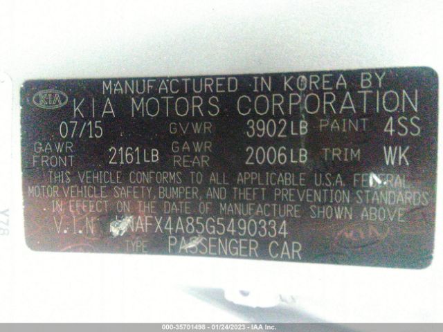 KNAFX4A85G5490334 KIA FORTE EX