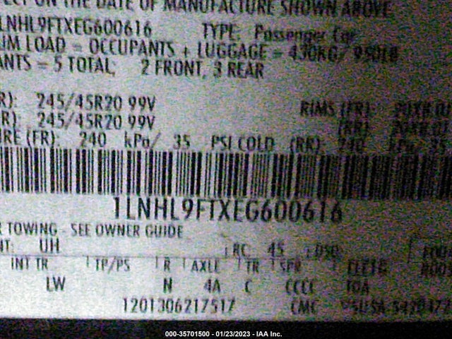 Lincoln MKS 2014 1LNHL9FTXEG600616 Image 9