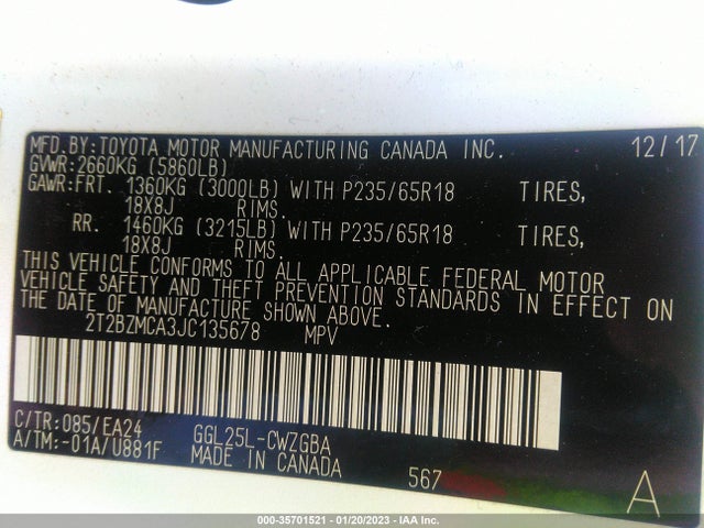 2T2BZMCA3JC135678 Lexus Rx Rx 350