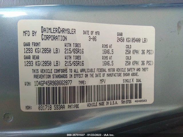 Dodge Caravan 2006 1D4GP45R96B662877 Image 10