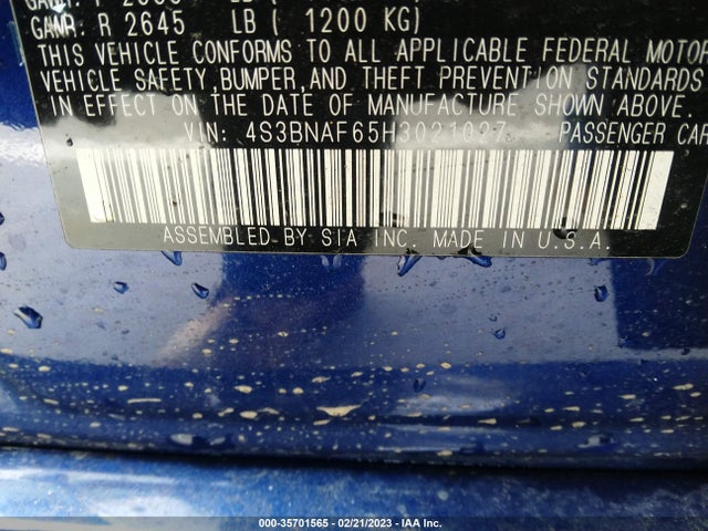 4S3BNAF65H3021027 Subaru u5
