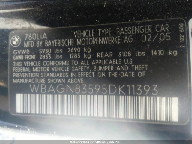 WBAGN83595DK11393 BMW 7 Series 760li