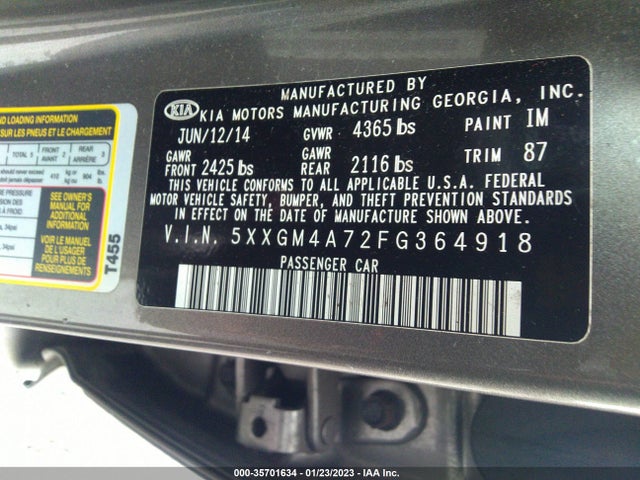 KIA Optima Lx 2015 5XXGM4A72FG364918 Image 10