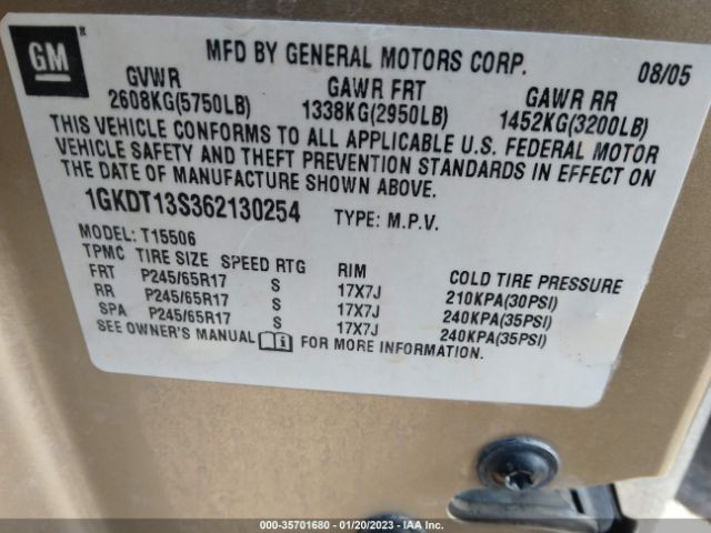 1GKDT13S362130254 GMC Envoy Sle