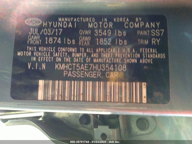 Hyundai ACCENT SE 2017 KMHCT5AE7HU354108 Image 11