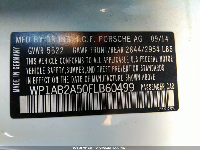 2015 Porsche Macan, VIN: WP1AB2A50FLB60499
