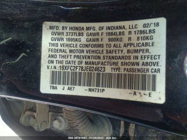 Honda Civic Sedan Ex 2018 19XFC2F78JE024623 Image 9