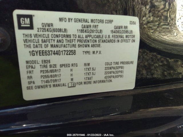 Cadillac SRX 2004 1GYEE637440172258 Image 11