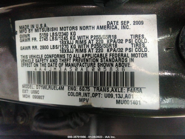 4A4JM3AS0AE005836 Mitsubishi Endeavor Se