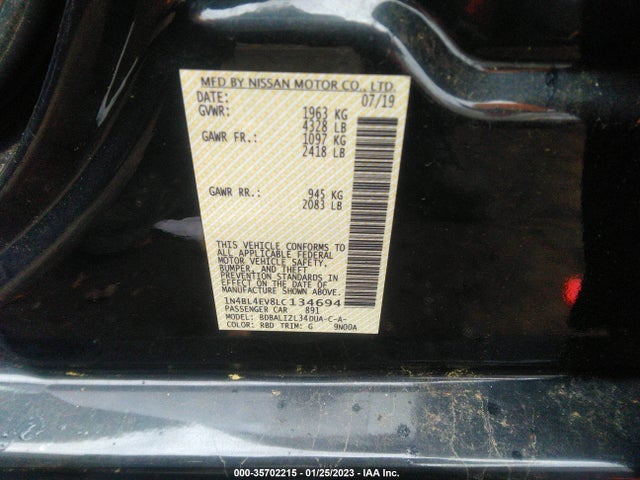 2020 Nissan Altima, VIN: 1N4BL4EV8LC134694