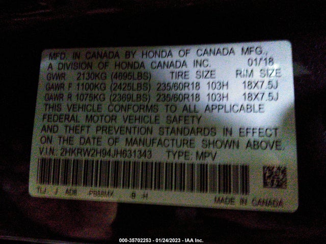 Honda Cr-v Touring 2018 2HKRW2H94JH631343 Image 11