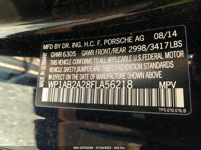 2015 Porsche Cayenne, VIN: WP1AB2A28FLA56218