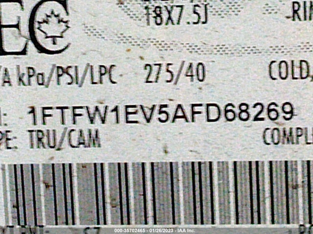 2010 FORD F-150 XL/XLT/FX4/LARIAT VIN: 1FTFW1EV5AFD68269