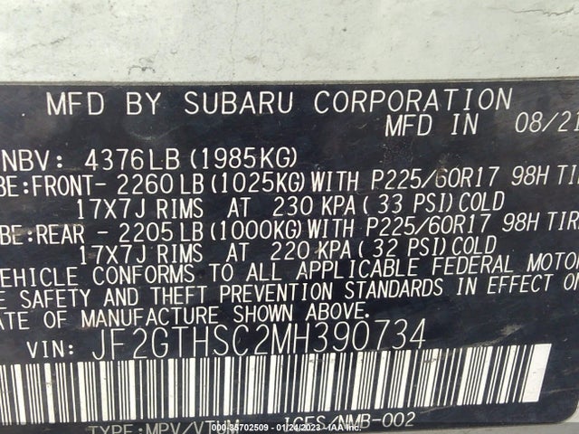 JF2GTHSC2MH390734 Subaru Crosstrek Sport