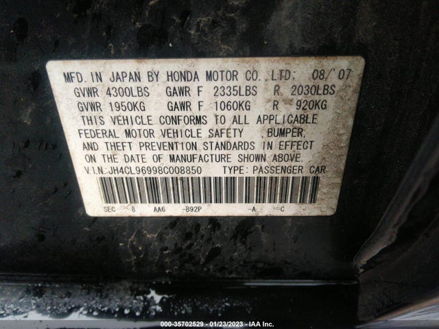 Acura Tsx Nav 2008 JH4CL96998C008850 Image 10