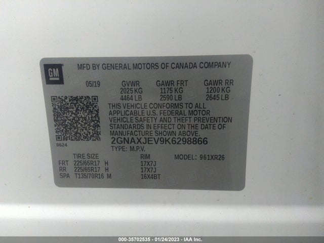 Chevrolet EQUINOX LT 2019 2GNAXJEV9K6298866 Image 15