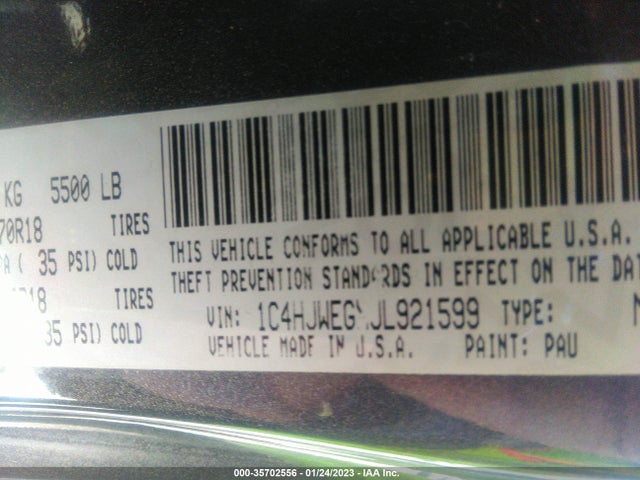 1C4HJWEGXJL921599 Jeep Wrangler Jk Unlimited Sahara