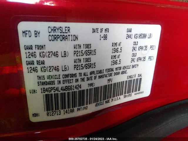 Dodge Grand Caravan Le/es 1998 1B4GP54L4WB661424 Image 10