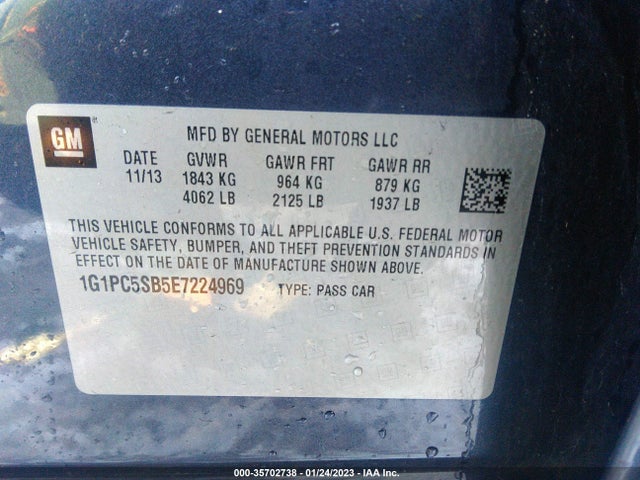 2014 CHEVROLET CRUZE 1LT VIN: 1G1PC5SB5E7224969