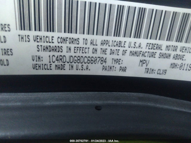 2013 DODGE DURANGO CREW VIN: 1C4RDJDG8DC660784