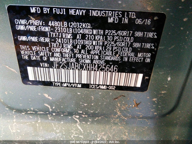 JF2SJABCXHH425646 Subaru Forester