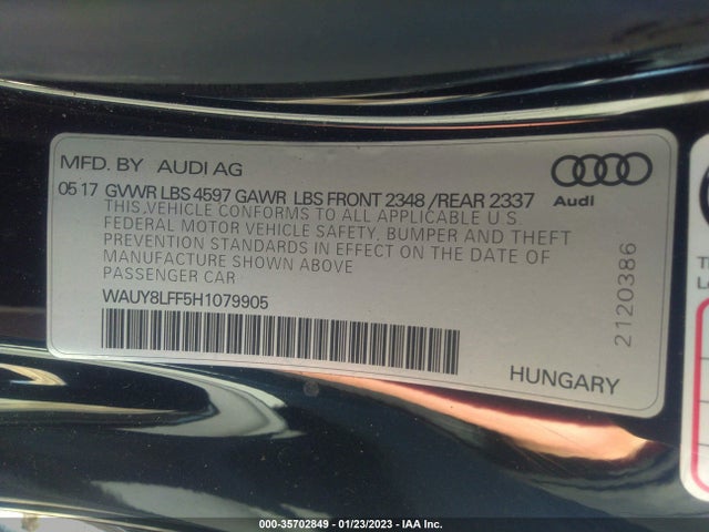 2017 Audi A3, VIN: WAUY8LFF5H1079905