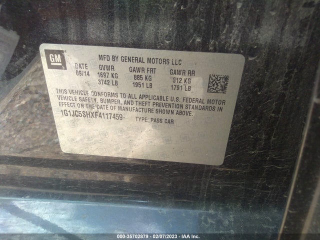 Chevrolet SONIC LT 2015 1G1JC5SHXF4117459 Image 11